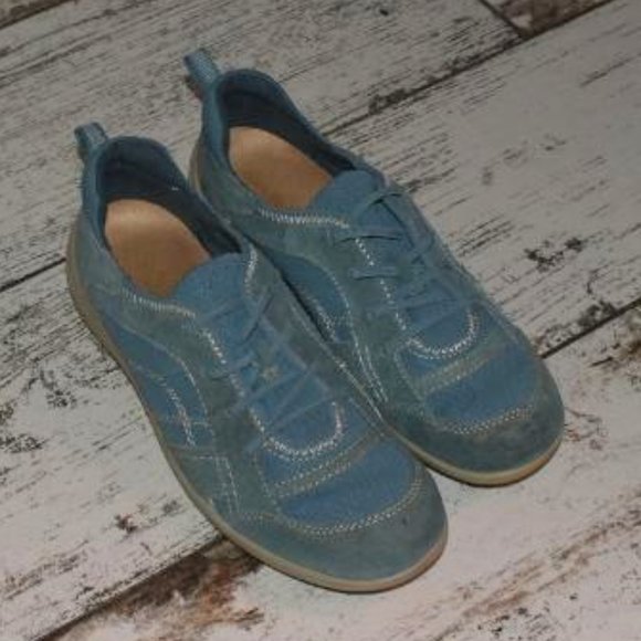 Earth Origins Shoes - Earth Origins Carly Blue Suede Tennis Shoes Sneakers 9.5 Leather Athletic Womens